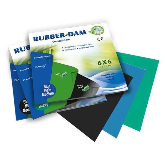  Rubber-Dam blány, střední, bez příchutě, modré, 36 kusů 